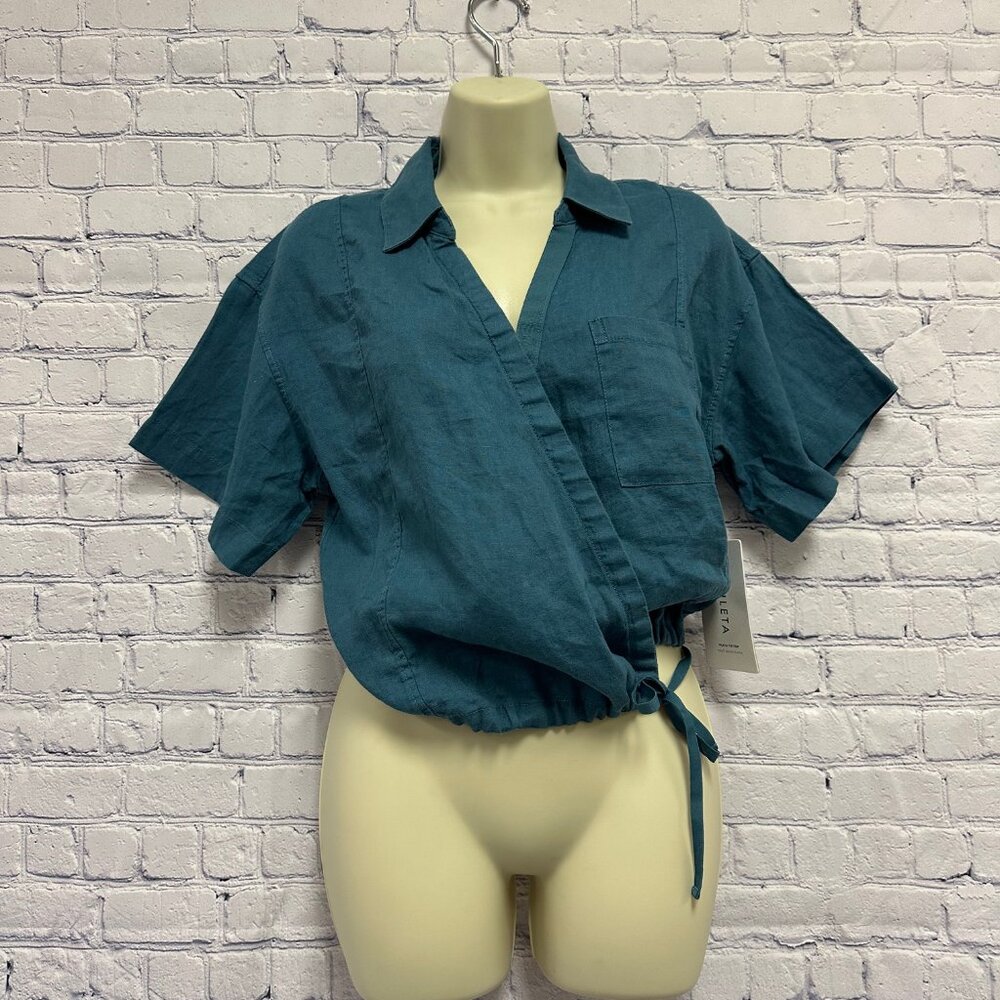 Athleta Playa Tie Top Teal Women's Size Medium - Picture 3 of 10